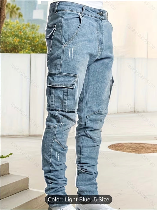 Men’s Workwear Slim Fit Jeans – Durable Casual Denim Pants for Work, Street & Everyday Wear