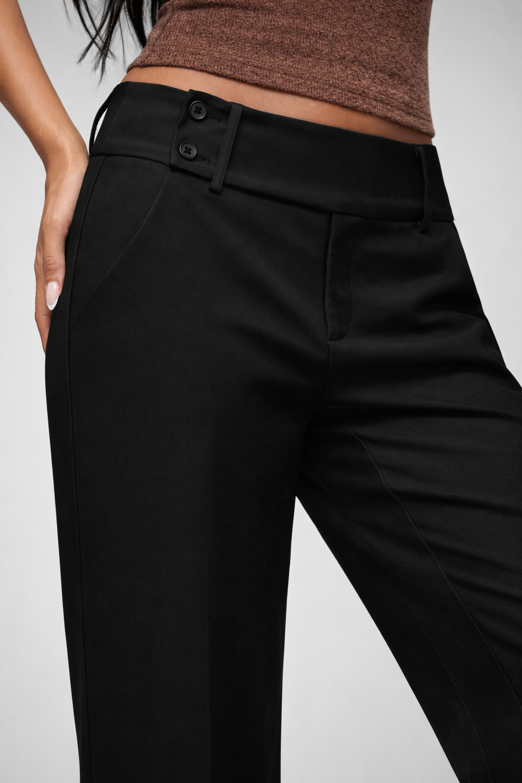 Women’s Low-Waist Black Casual Pants – Everyday Essential - UltraChic