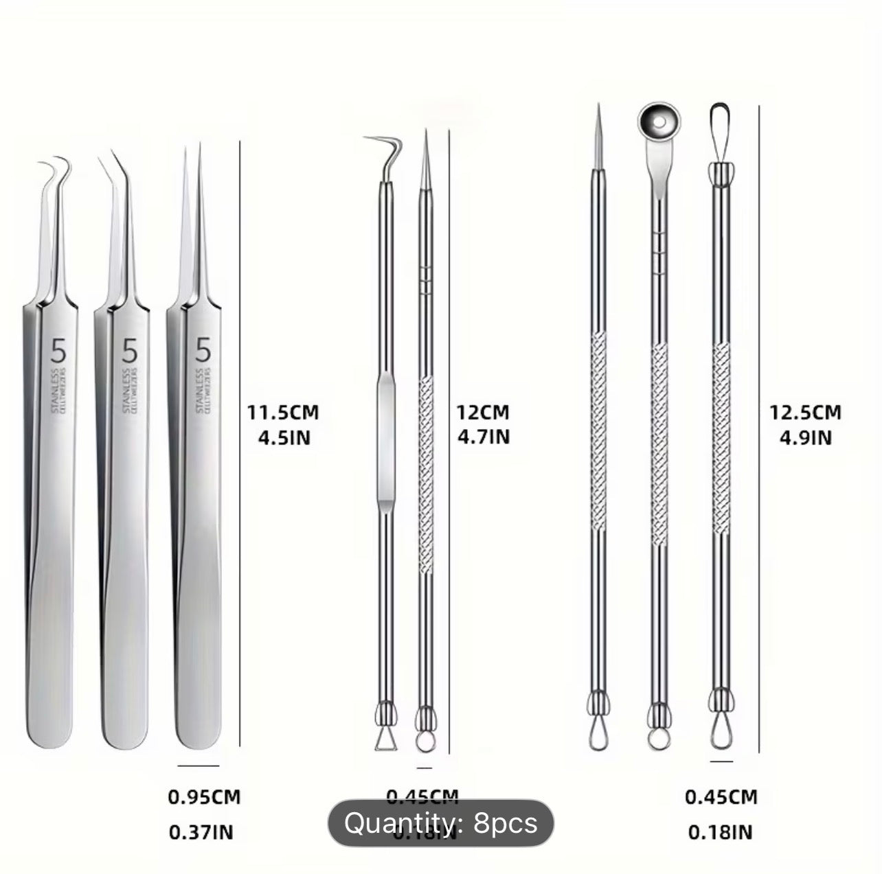Professional Blackhead Remover Tool Kit 8 Pieces Stainless Steel Acne Extractor Set Deep Pore Cleaning Skincare for Men and Women 💖 - UltraChic