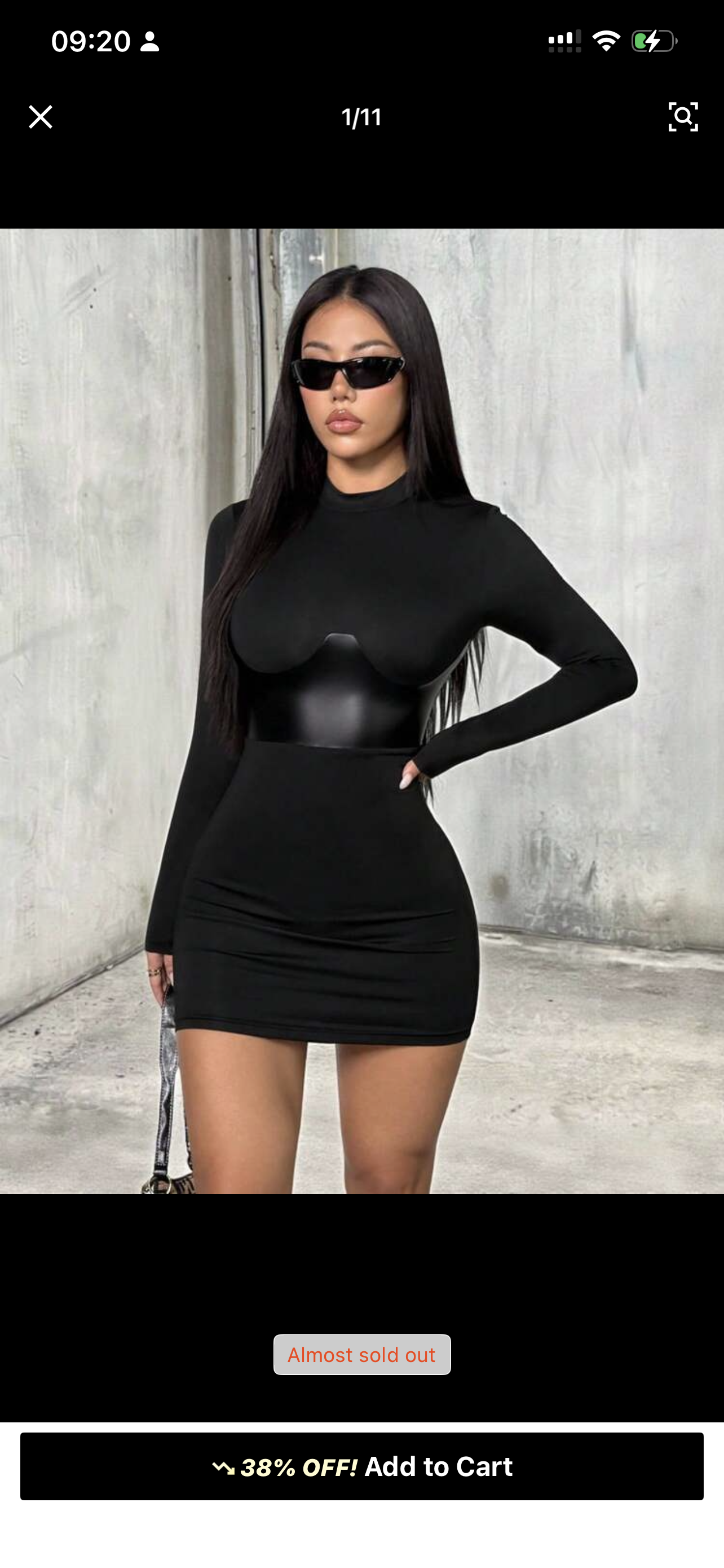 Black Bodycon Long Sleeve Dress Stand Collar Sculpting Fit Effortless Sleek Look Fall Winter Women