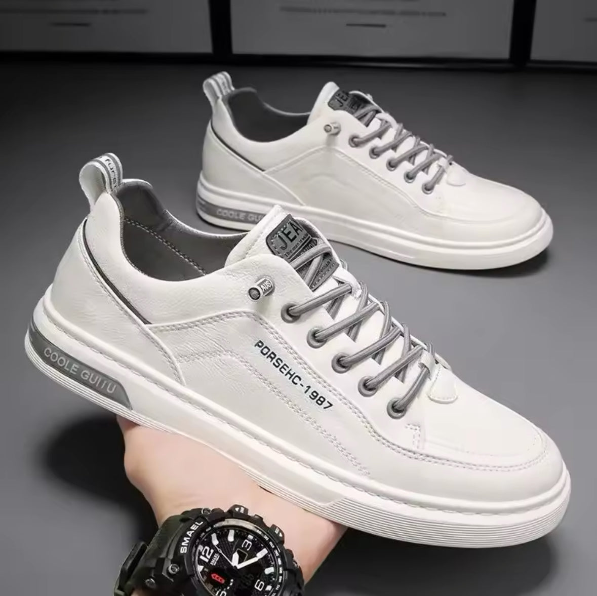 Men’s Leather Shoes – Stylish Fall Fashion Sneakers for Driving, Walking & Office Comfort, Slip-On Non-Slip Flats for Youthful Style!