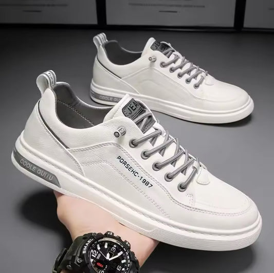 Men’s Leather Shoes – Stylish Fall Fashion Sneakers for Driving, Walking & Office Comfort, Slip-On Non-Slip Flats for Youthful Style!