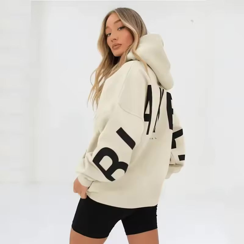 INAWLY Women’s Hooded Thermal Sweatshirt – Lined Oversized Zip-Up Hoodie with Pockets, 3/4 Sleeves, Drop Shoulder Casual Fall/Winter Jacket