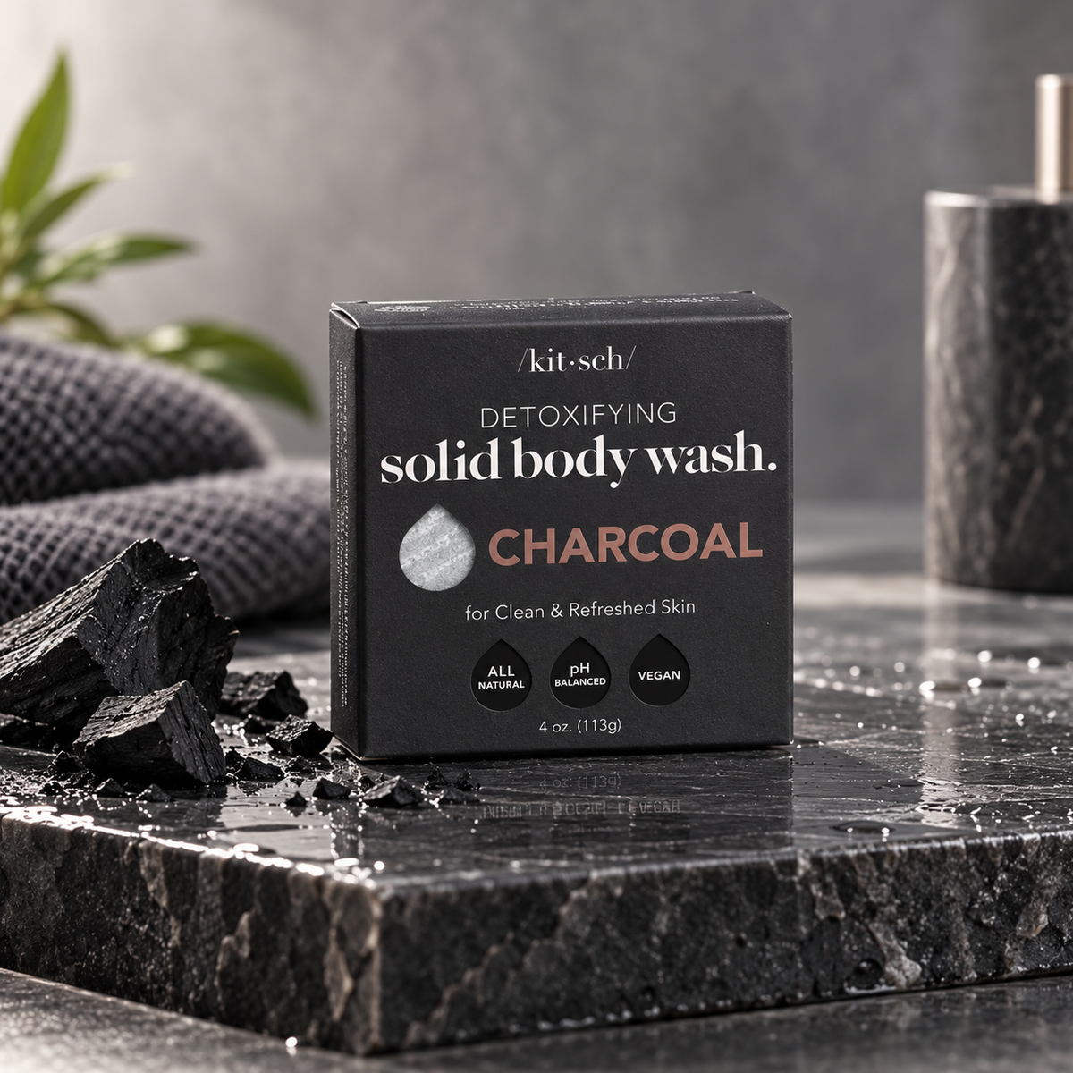 Kitsch Charcoal Detoxifying Solid Body Wash Bar – Sage & Mint
