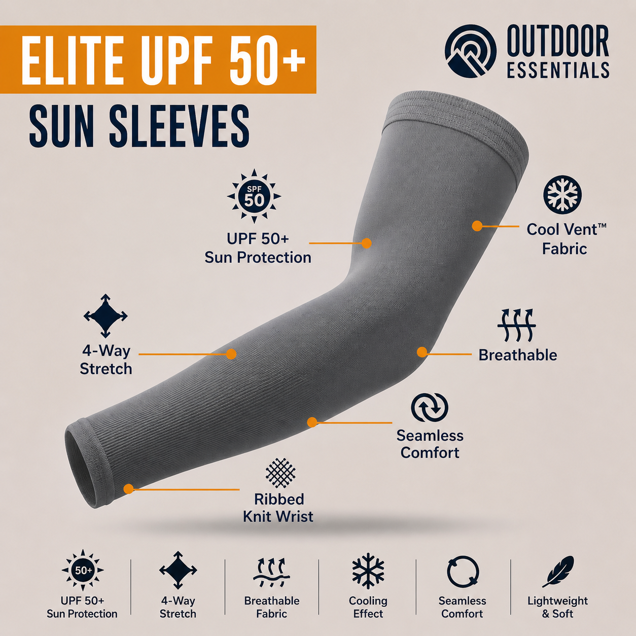 Arm Sleeves UPF 50 Cooling Protection Stay Fresh All Day Summer Unisex Outdoor Essentials CoolVent - UltraChic