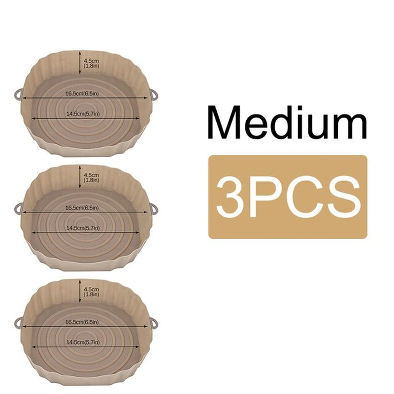 1/2/3PCS Reusable Air Fryer Silicone Pot Oven Baking Tray Airfryer Silicone Basket Pizza Fried Chicken Grill Pan Mat for Kitchen - UltraChic