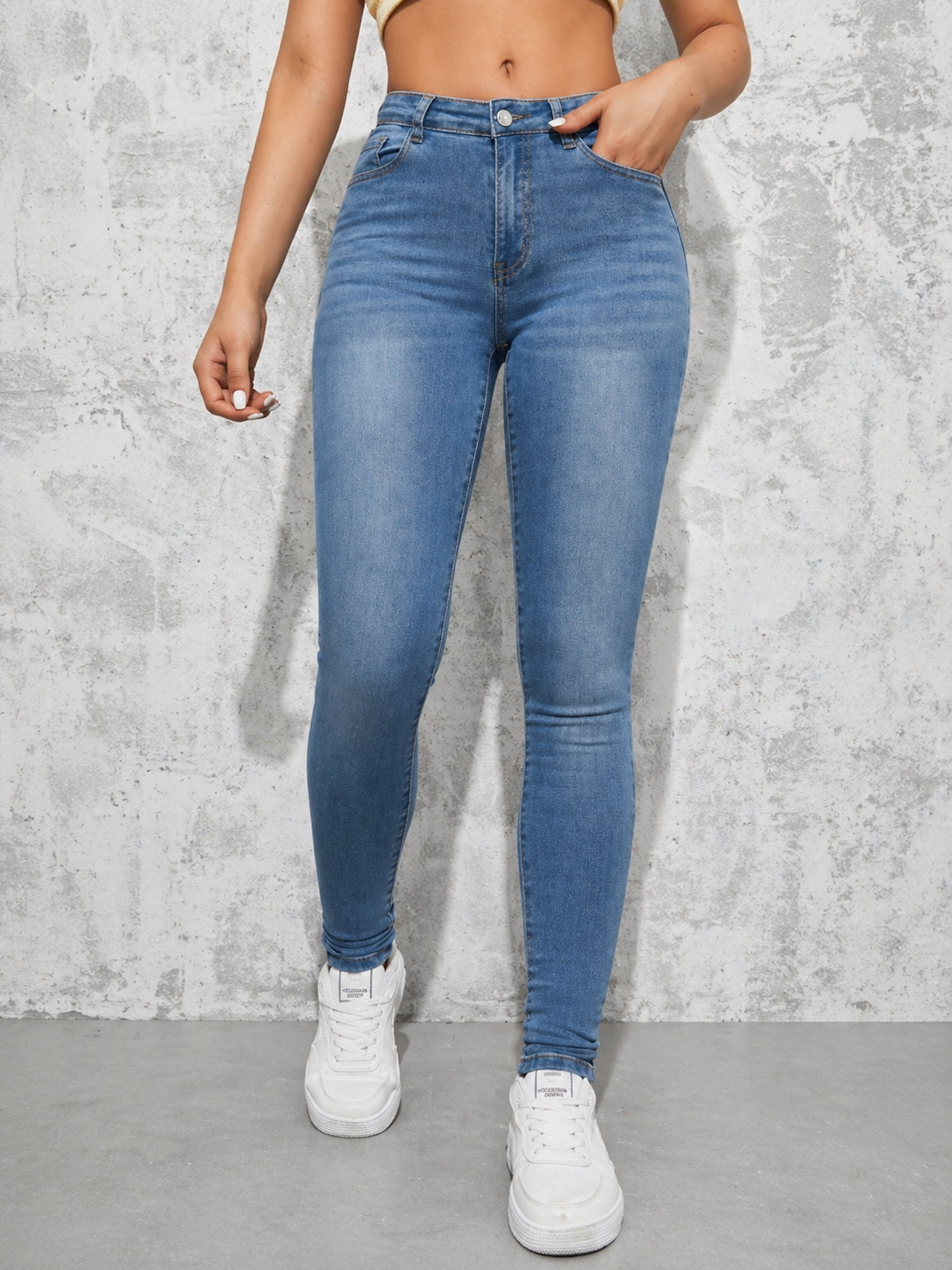 Skinny Denim Jeans High Waist Sculpting Fit Flattering Body Shape All Season Women
