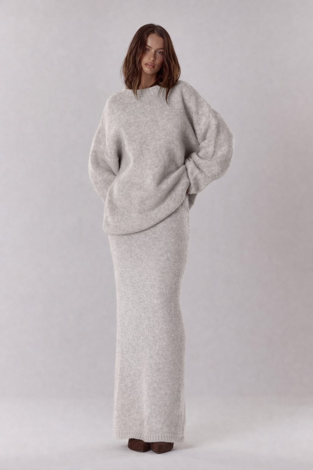 Oversized Knit Jumper & Maxi Skirt Set – Cool Girl Winter Look - UltraChic