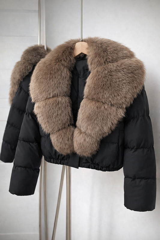Women’s Faux Fur Collar Jacket | Solid Color Woven Autumn Winter Streetwear