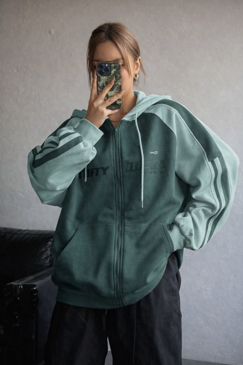Women’s Color-Block Zip-Up Hoodie – Casual Fall Streetwear Jacket