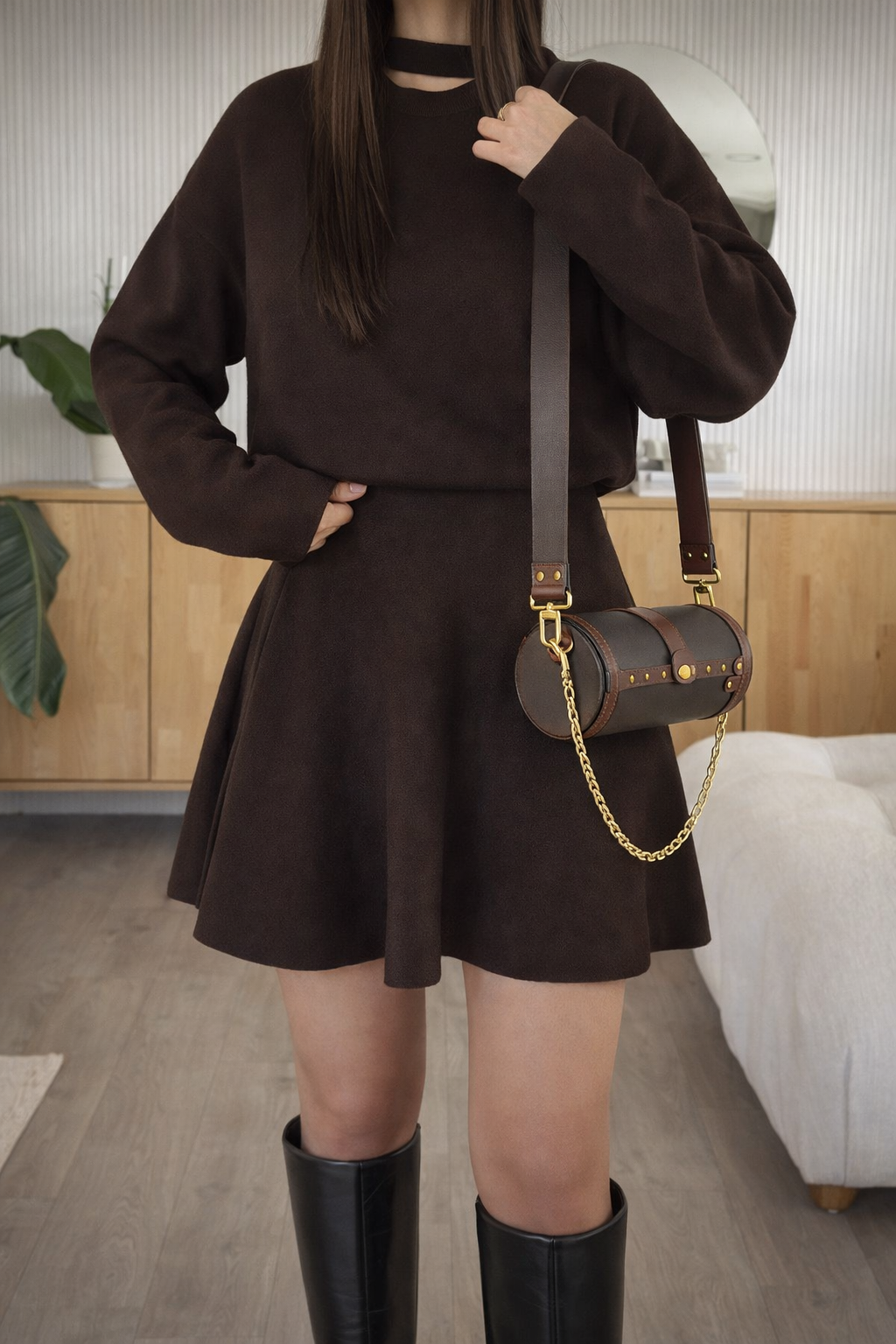 Women’s Knit Sweater Dress – Elegant Winter Commuting Mini Dress - UltraChic