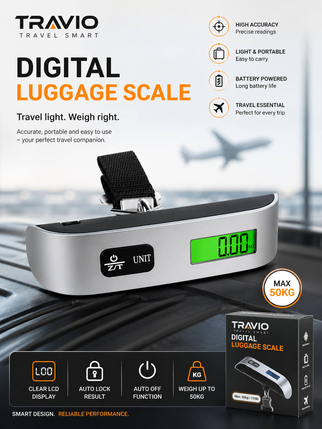 Digital Luggage Scale High Accuracy Portable Design Stress-Free Travel All Season Unisex - UltraChic