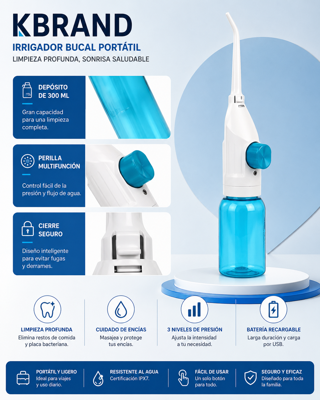 Portable Water Flosser High-Pressure Deep Clean Fresh Breath Travel Essential Unisex - UltraChic