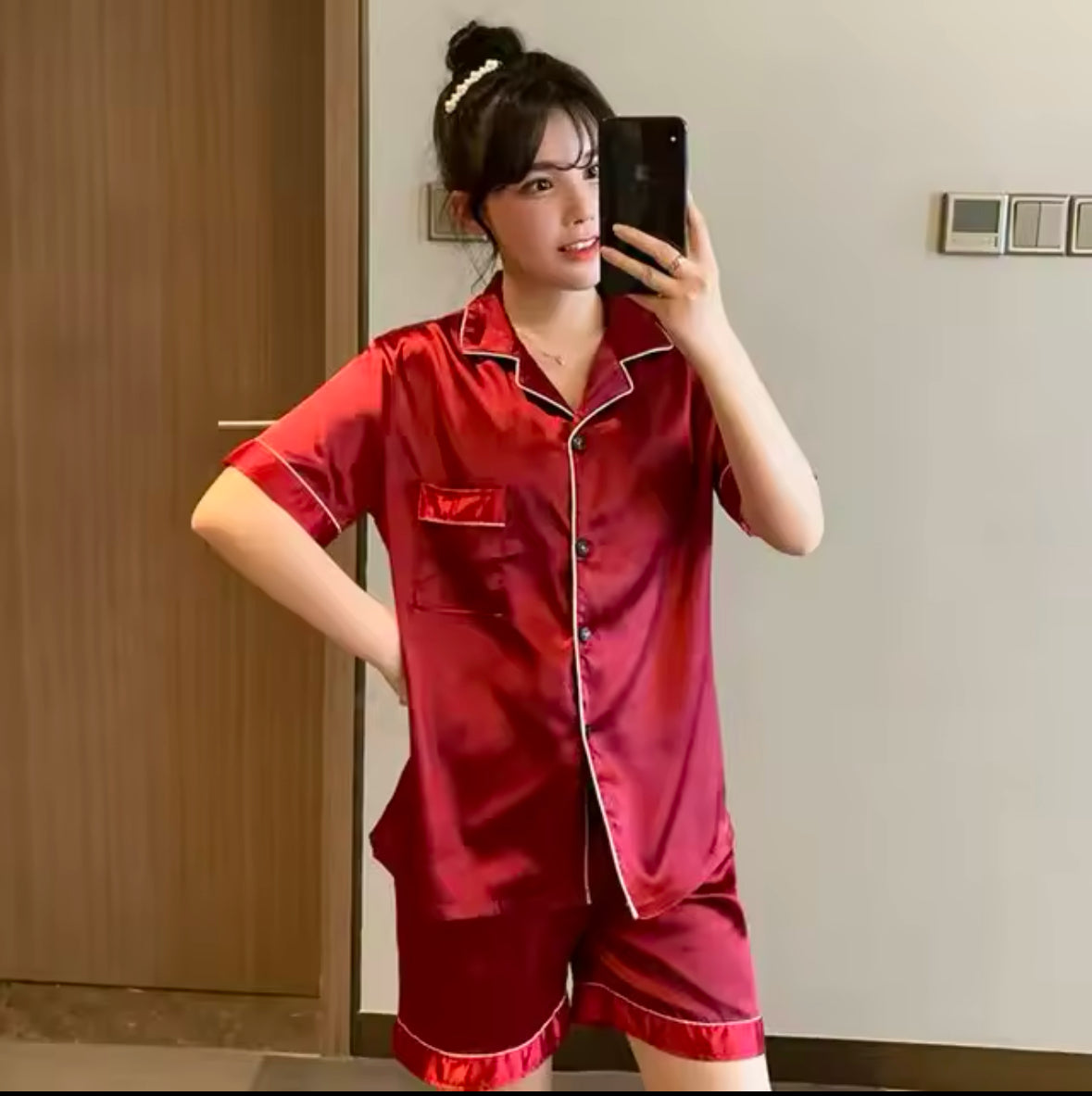 Silk Satin Pajamas Set for Couples – Comfortable Short-Sleeved Sleepwear for Men & Women, Plus Size Loungewear