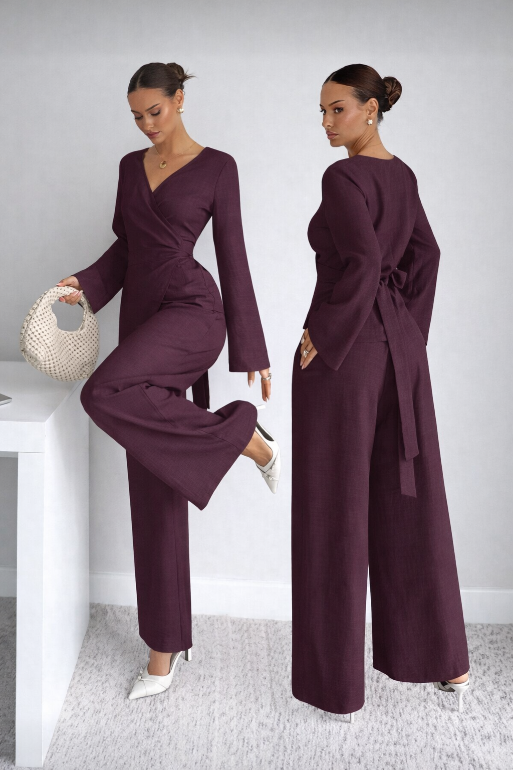 Waist Cinching Shirt Set Elegant Autumn Spring Women Outfit - UltraChic