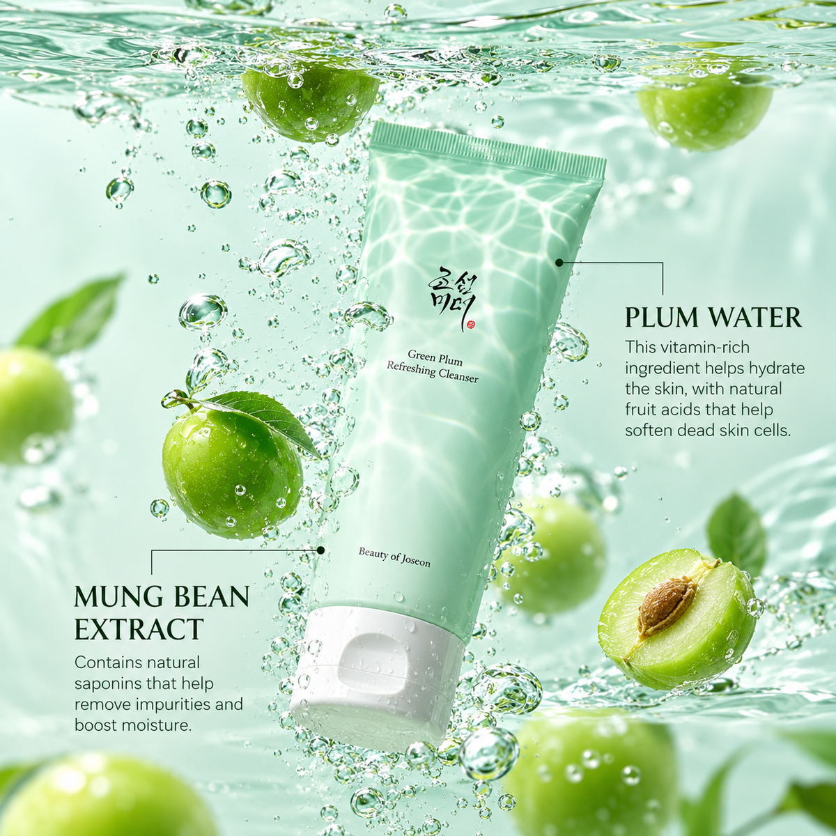 Beauty of Joseon Green Plum Refreshing Cleanser – Gentle Facial Cleanser, 100ml