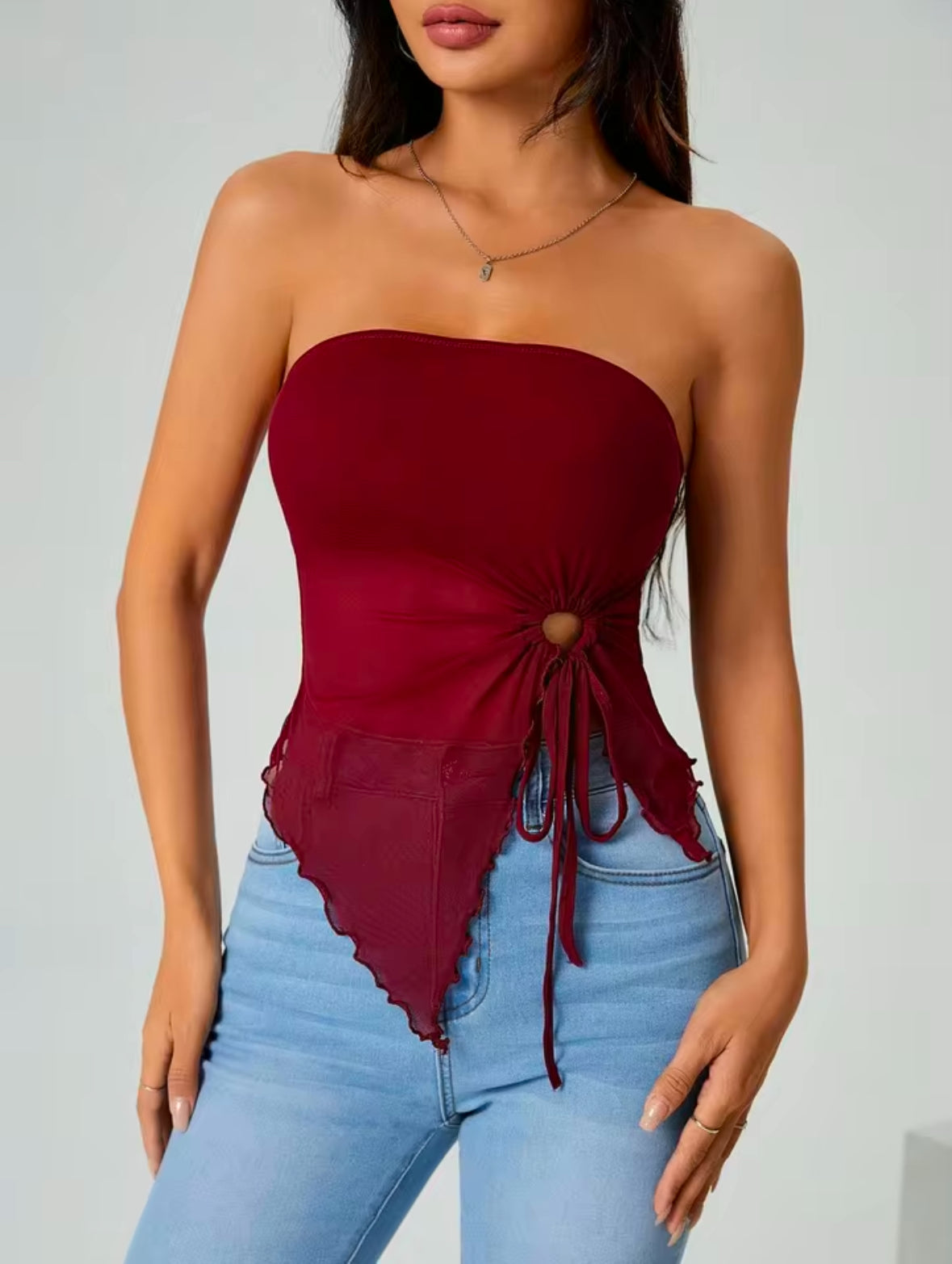 SHEIN ICON Women’s Strapless Top – Asymmetrical Hem for a Bold & Trendy Look