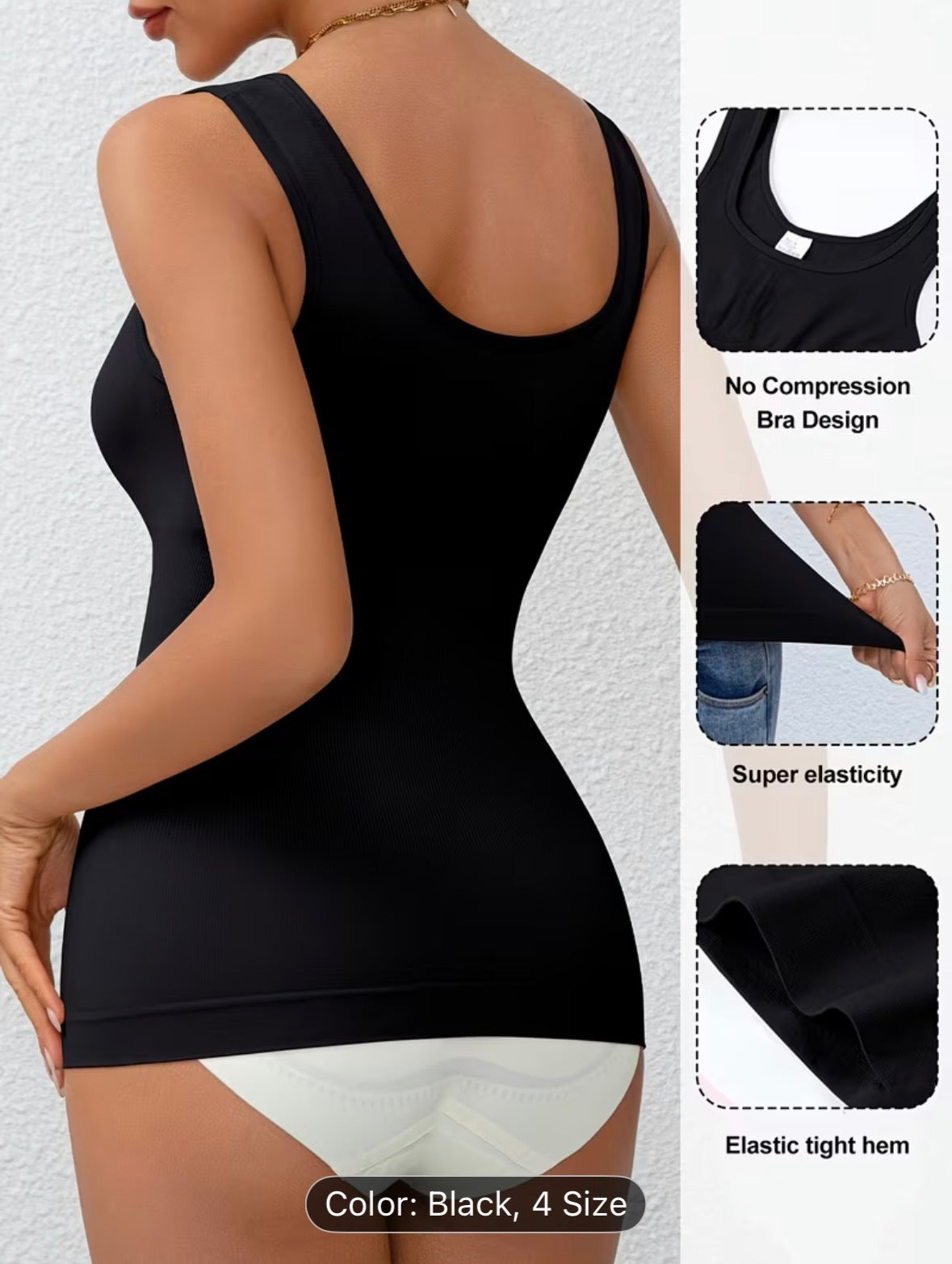 Women’s Tummy Control Vest – Sleeveless Shapewear, Waist Cincher, Comfortable Workout & Daily Wear - UltraChic