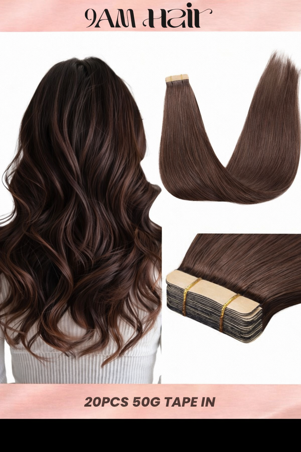 Tape In Human Hair Extensions Remy Straight – Invisible Seamless PU Tape Hair Extensions for Women Salon Quality