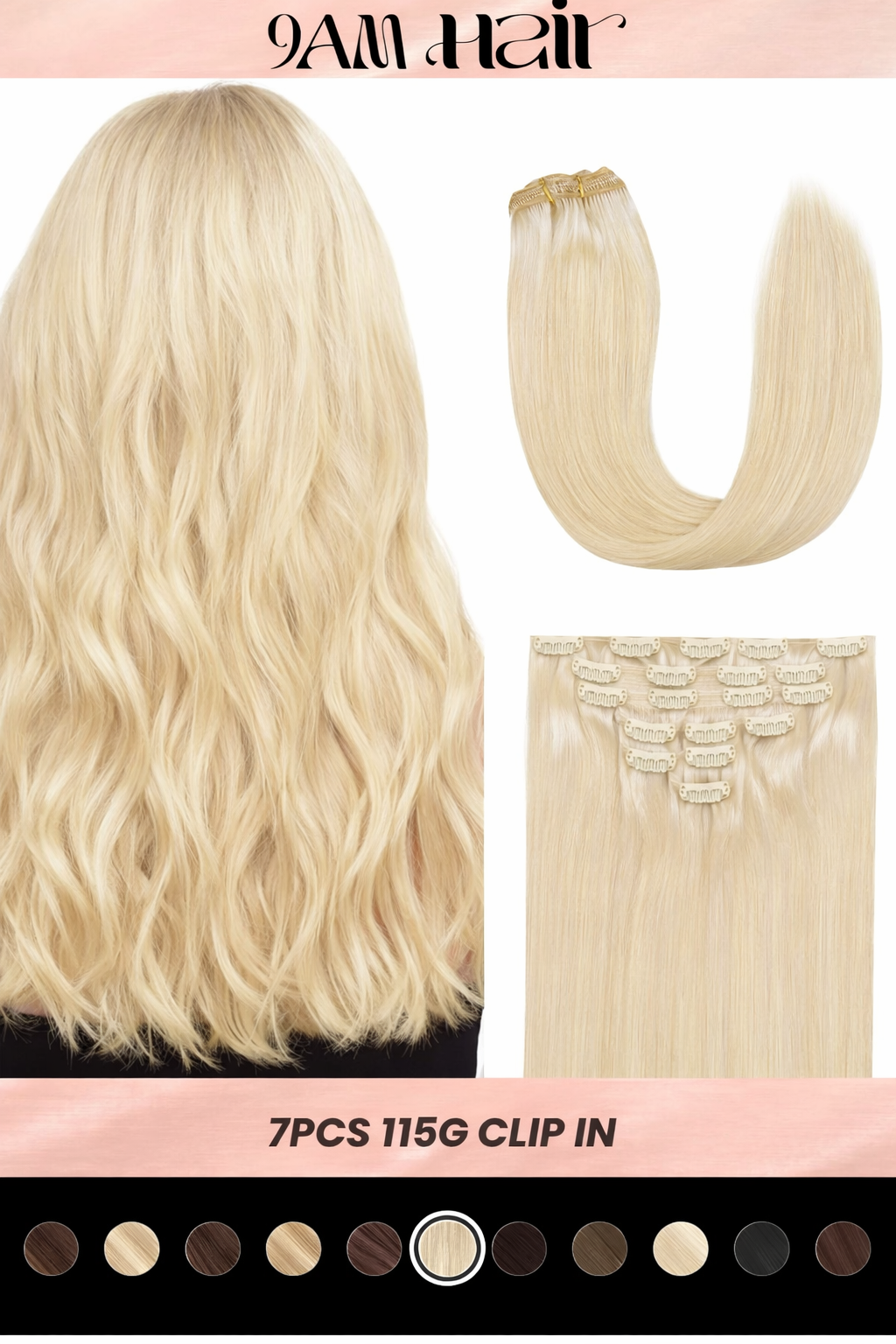 Clip In Human Hair Extensions 7PCS Remy – Double Weft Invisible Natural Hair Extensions for Women