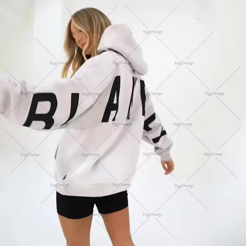 INAWLY Women’s Hooded Thermal Sweatshirt – Lined Oversized Zip-Up Hoodie with Pockets, 3/4 Sleeves, Drop Shoulder Casual Fall/Winter Jacket