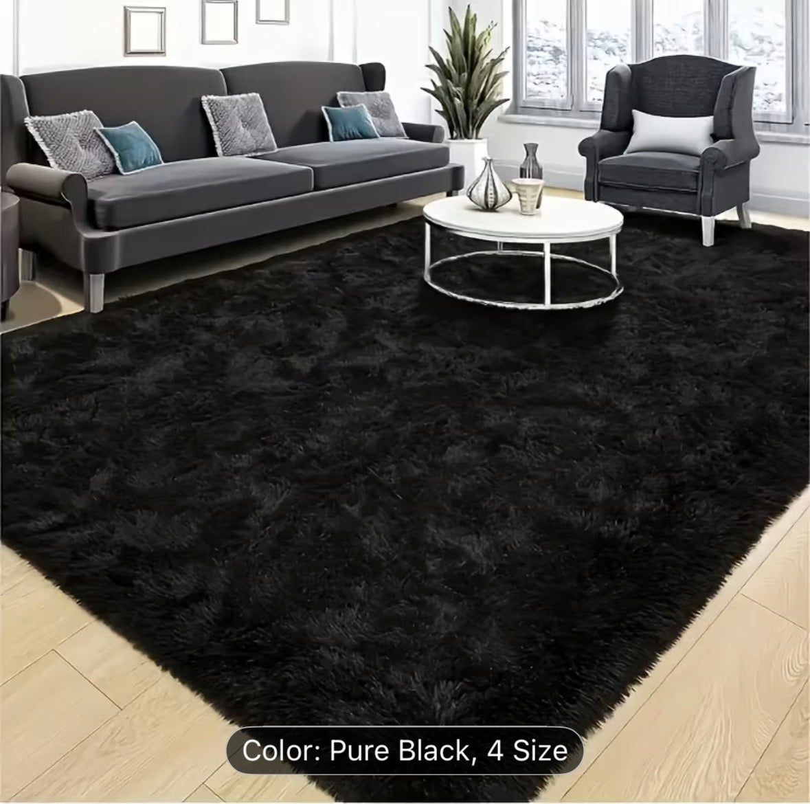 Plush Rectangular Area Mat – Soft Fluffy Non-Slip Rug for Living Room, Bedroom & Office – Easy-Clean Polyester Home Decor
