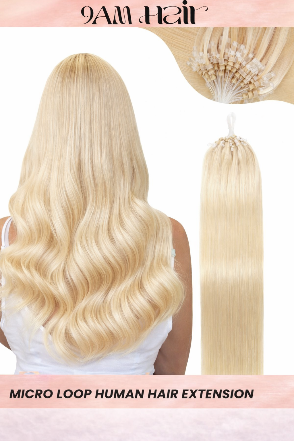 Human Hair Microlink Extensions 50 Strands – Silky Straight Micro Loop Light Brown Hair Extensions for Women