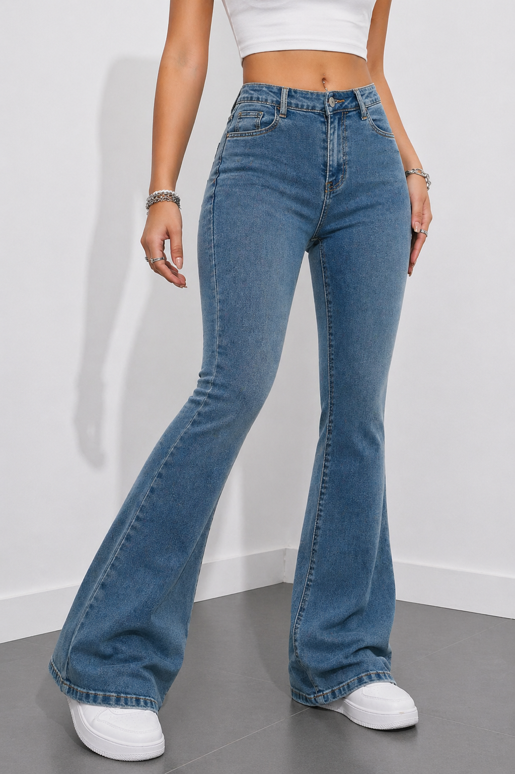 Flare Leg Jeans Slim Fit Shape Enhancing Effortless Chic Look Spring Summer Women