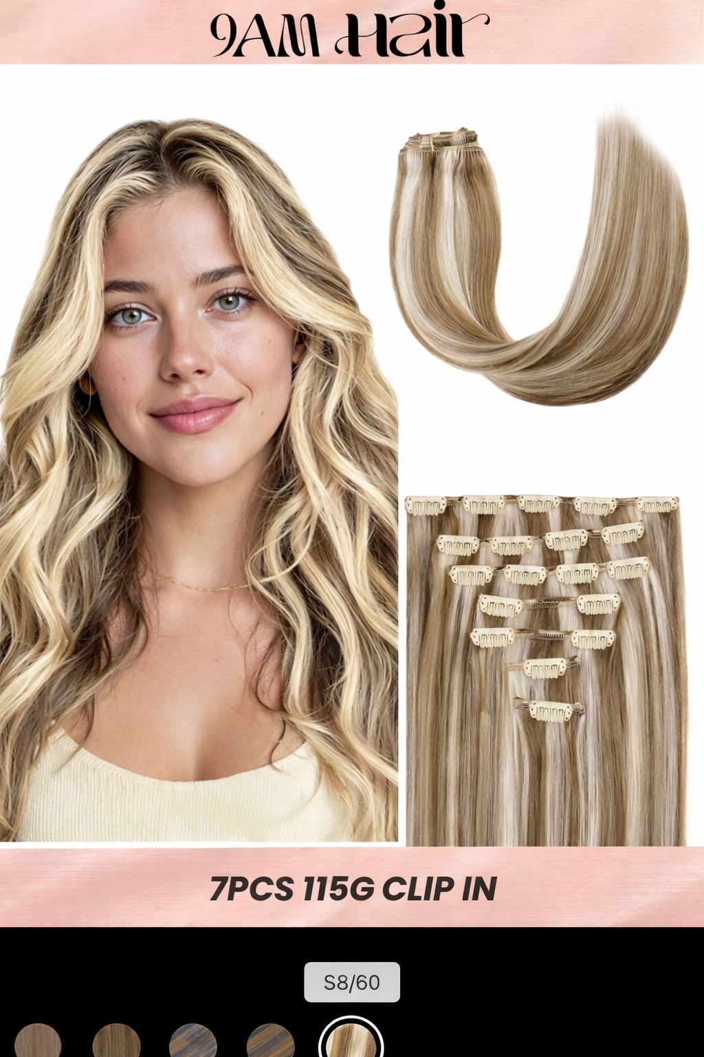 Clip In Human Hair Extensions 7PCS Remy – Double Weft Invisible Natural Hair Extensions for Women
