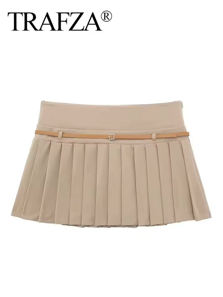 INDEFEIR Summer Pleated Mid-Length Skirt – Solid Color, Side Zipper Chic