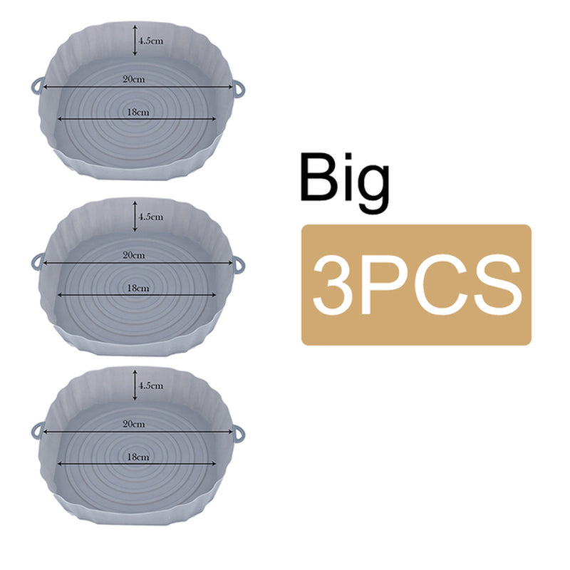 1/2/3PCS Reusable Air Fryer Silicone Pot Oven Baking Tray Airfryer Silicone Basket Pizza Fried Chicken Grill Pan Mat for Kitchen - UltraChic