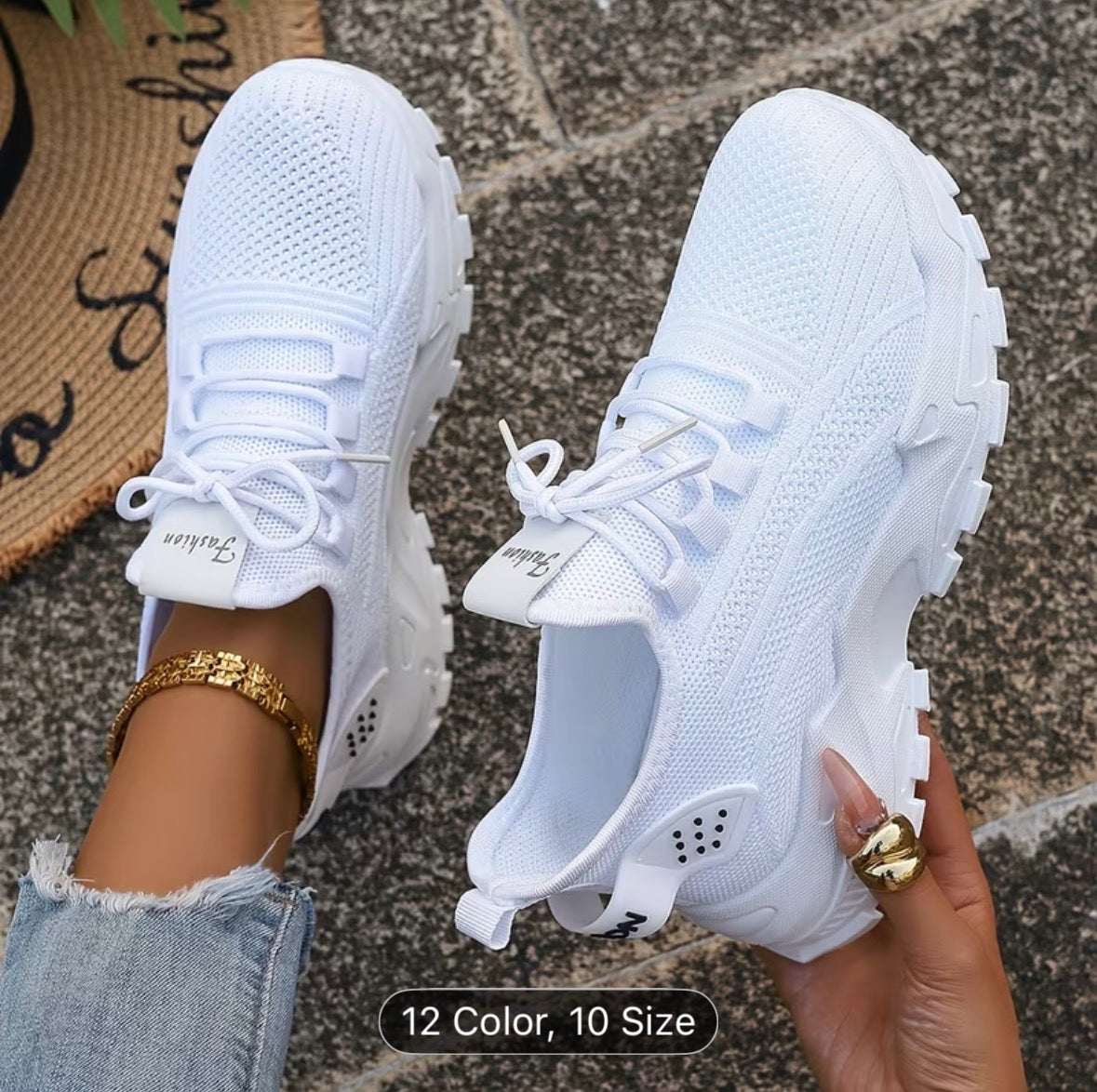 Women’s Breathable Knit Sneakers – Lightweight, Comfortable Low-Top Walking & Running Shoes - UltraChic