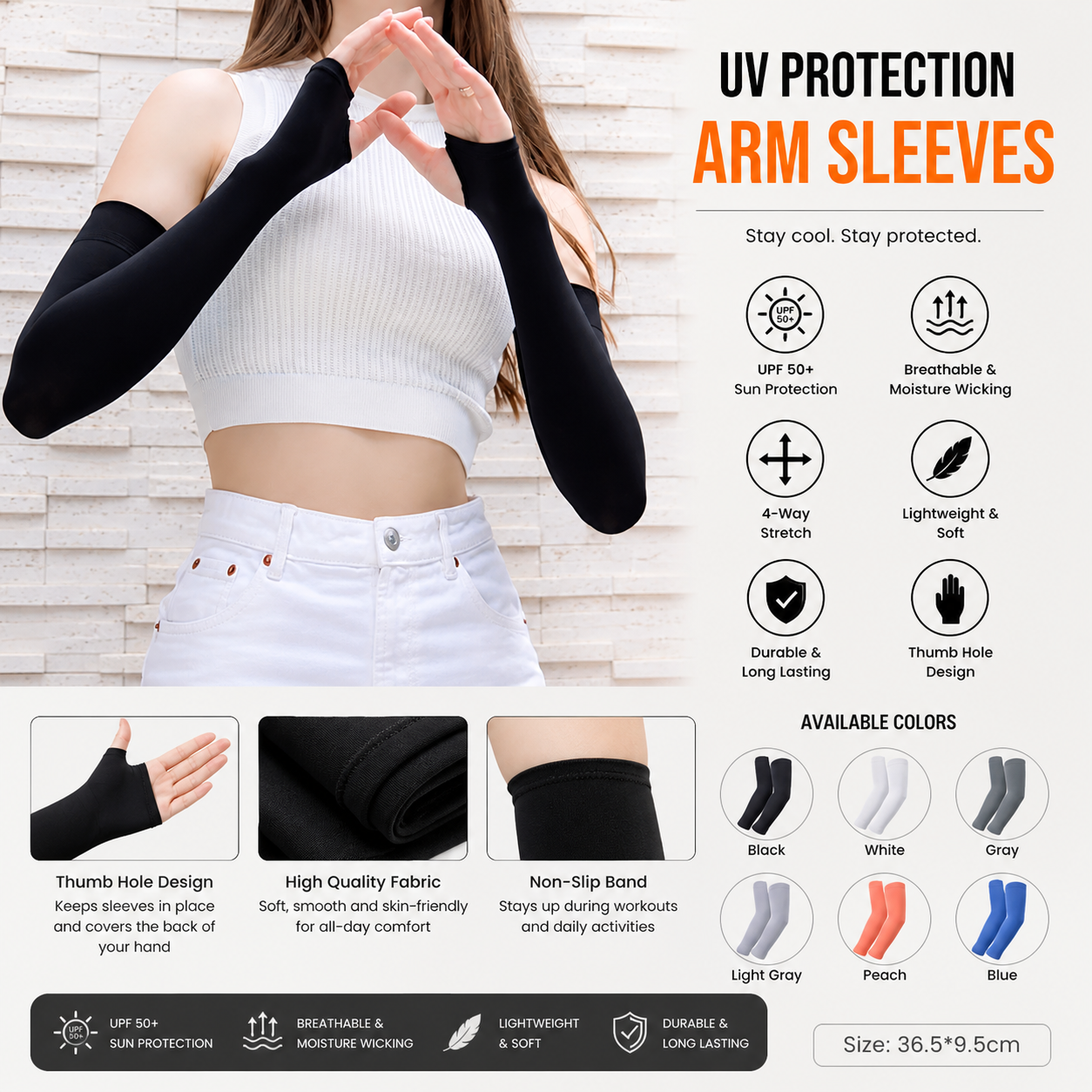 Women’s UV Protection Arm Sleeves UPF 50 Cooling Effect Effortless Stylish Look Summer Activewear - UltraChic