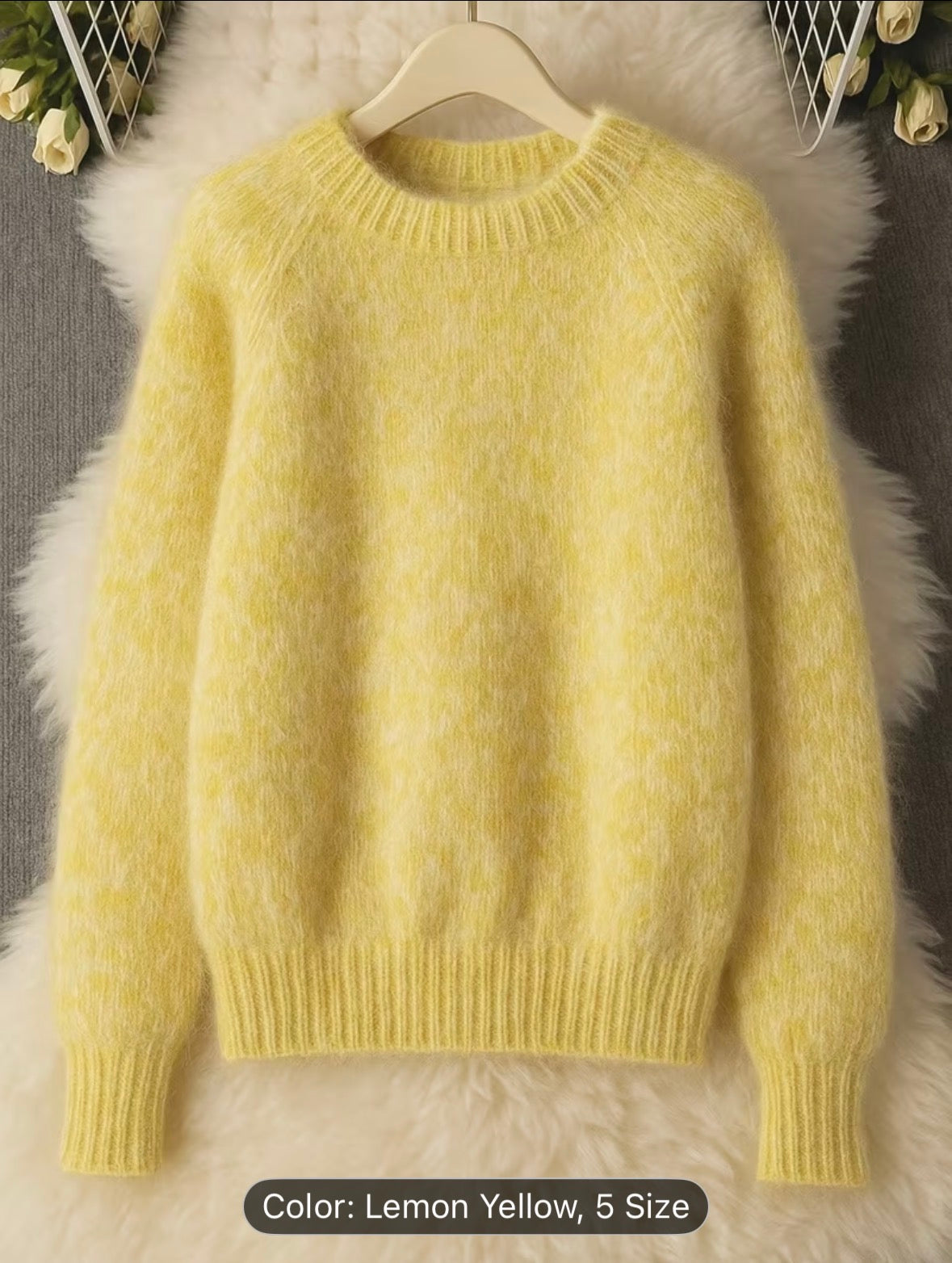 Sweater Made from a Soft Mohair Blend for Women - Features a French-Inspired Raglan Sleeve And Drop Shoulder Design, Perfect for The Fall And Winter Seasons, Ideal As a Christmas Or Birthday Gift - UltraChic