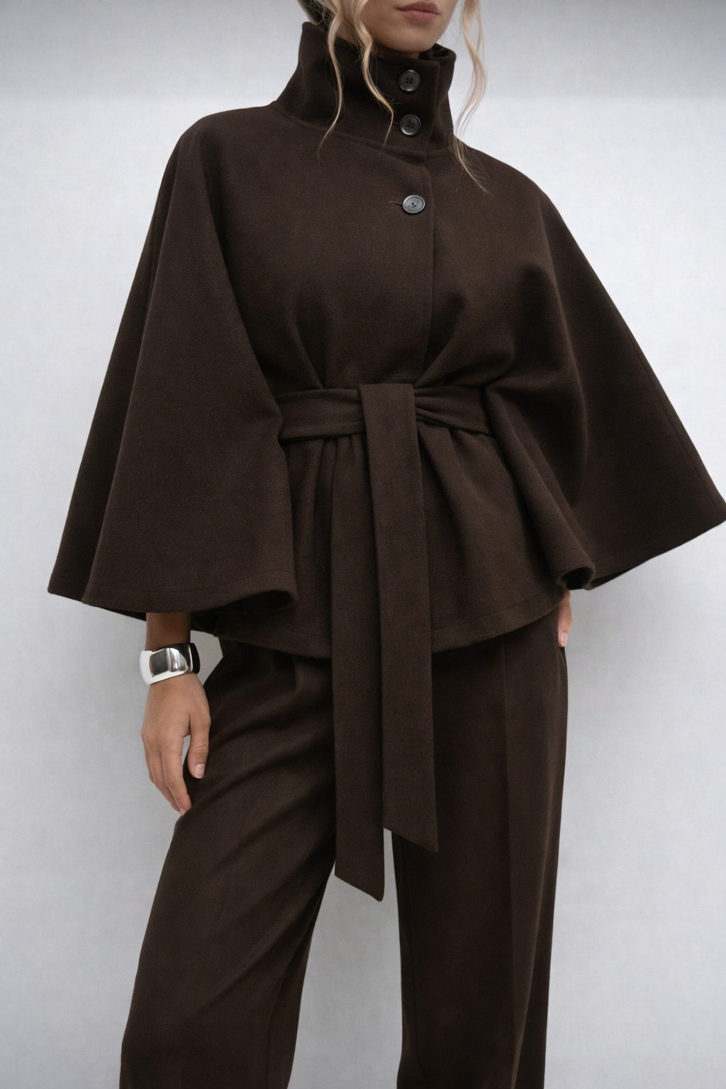 Women’s Hooded Wool Coat with Belt – Elegant Autumn Winter Outerwear - UltraChic