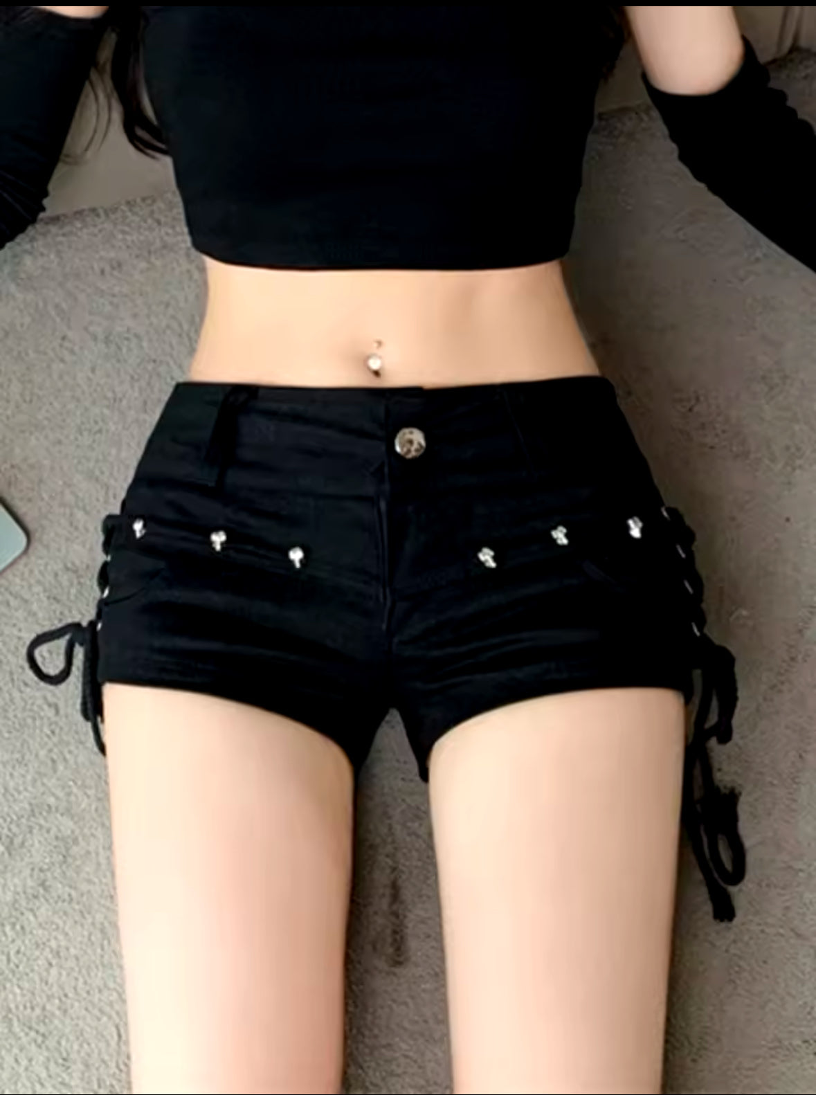Sexy American Retro Lace-Up Skinny Shorts for Women – Trendy Streetwear, Daily Personality Fashion for Students & Holidays