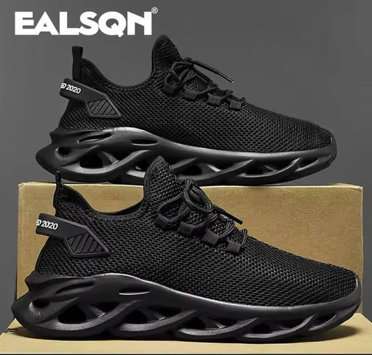 Men’s Sports Running Shoes - Breathable Mesh Jogging Sneakers for Outdoor Comfort & Shock Absorption - Stylish Black & Brown Tennis Shoes for Casual & Active Wear