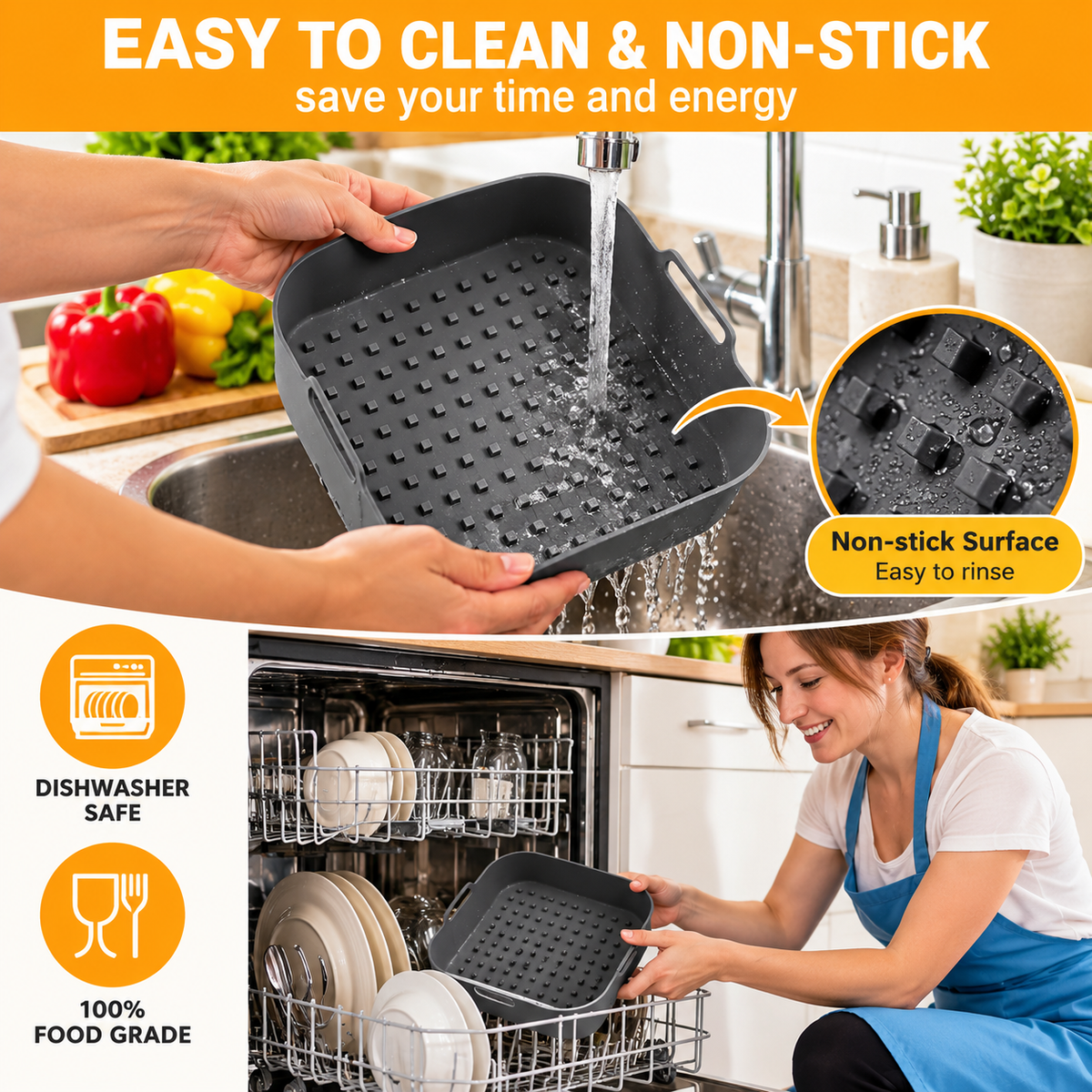Reusable Silicone Air Fryer Liners – Non-Stick Cooking Basket Inserts