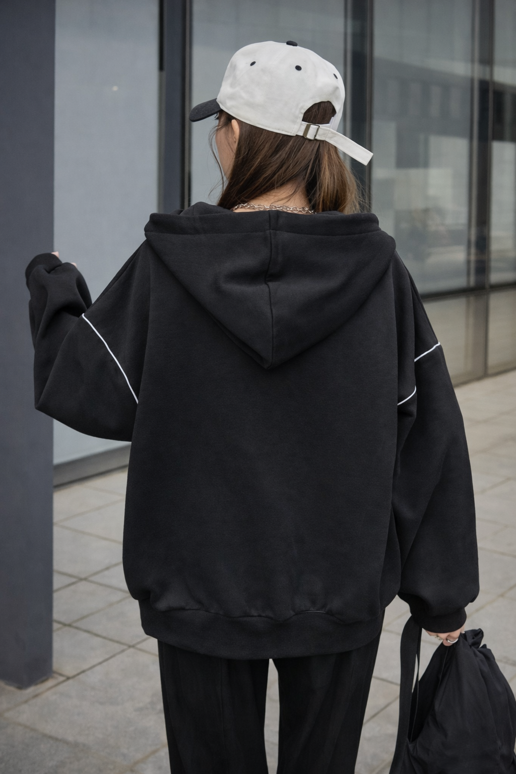 Women’s Thermal Zip-Up Hoodie – Contrast Piping Drop Shoulder Autumn Winter Casual Sweatshirt Jacket - UltraChic
