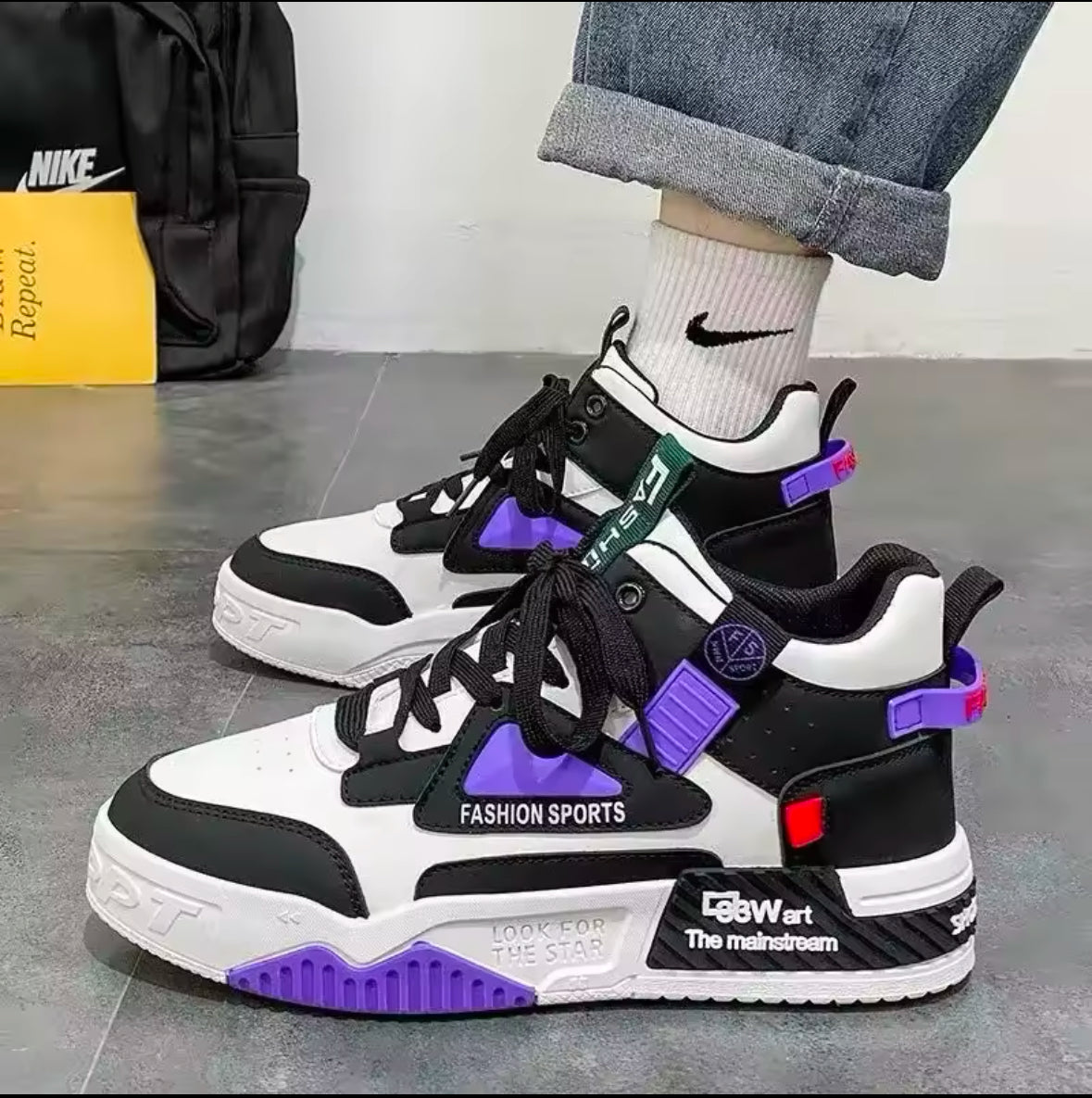 2025 New Men’s Sneakers | Fashionable High Top Casual Shoes | Breathable, Lightweight Lace-Up Platform Shoes for Maximum Comfort