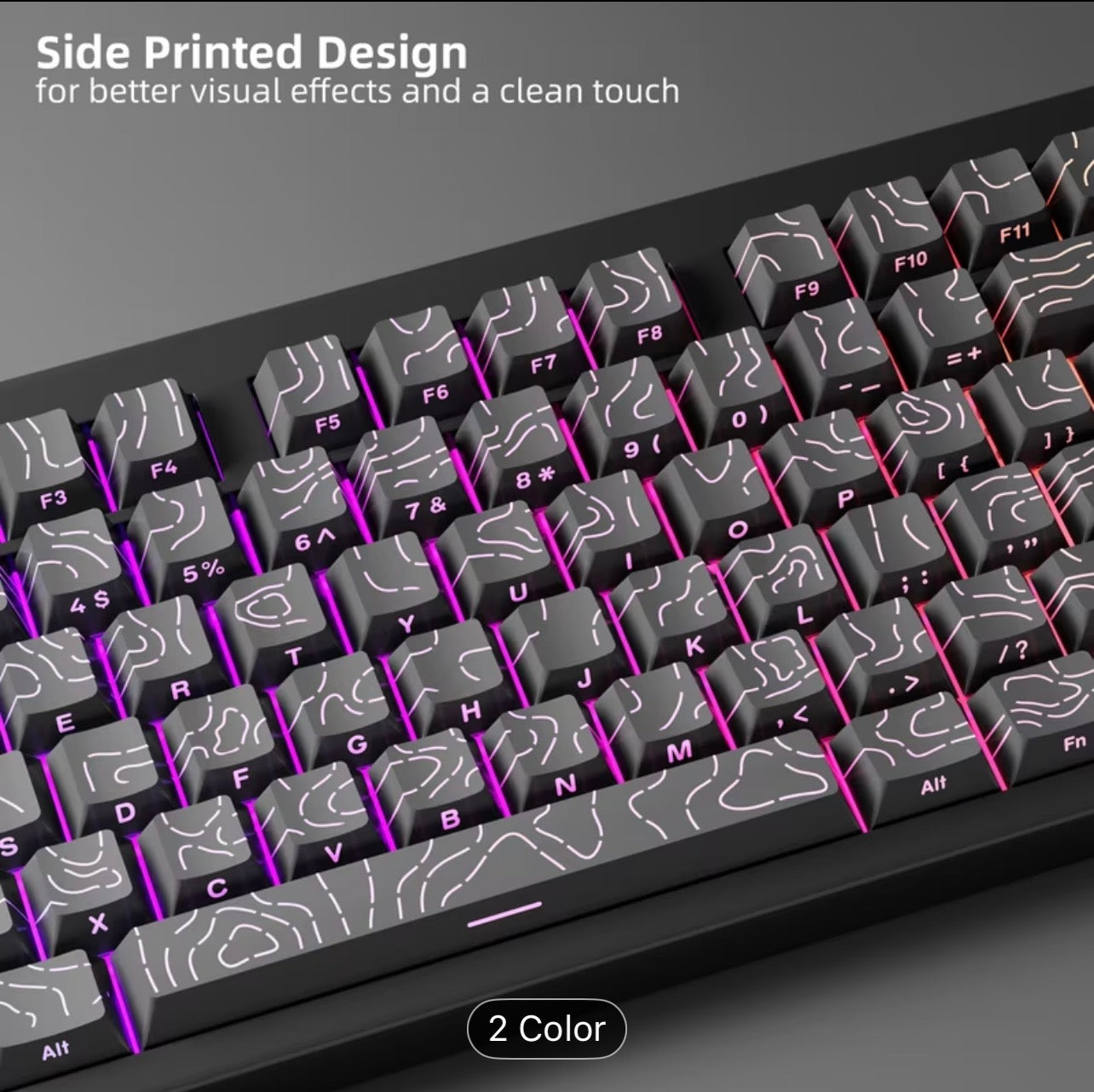 Stylish RGB Contour Line Keycaps – Premium Cherry Profile Backlit Gaming Keycaps for Mechanical Keyboard - UltraChic