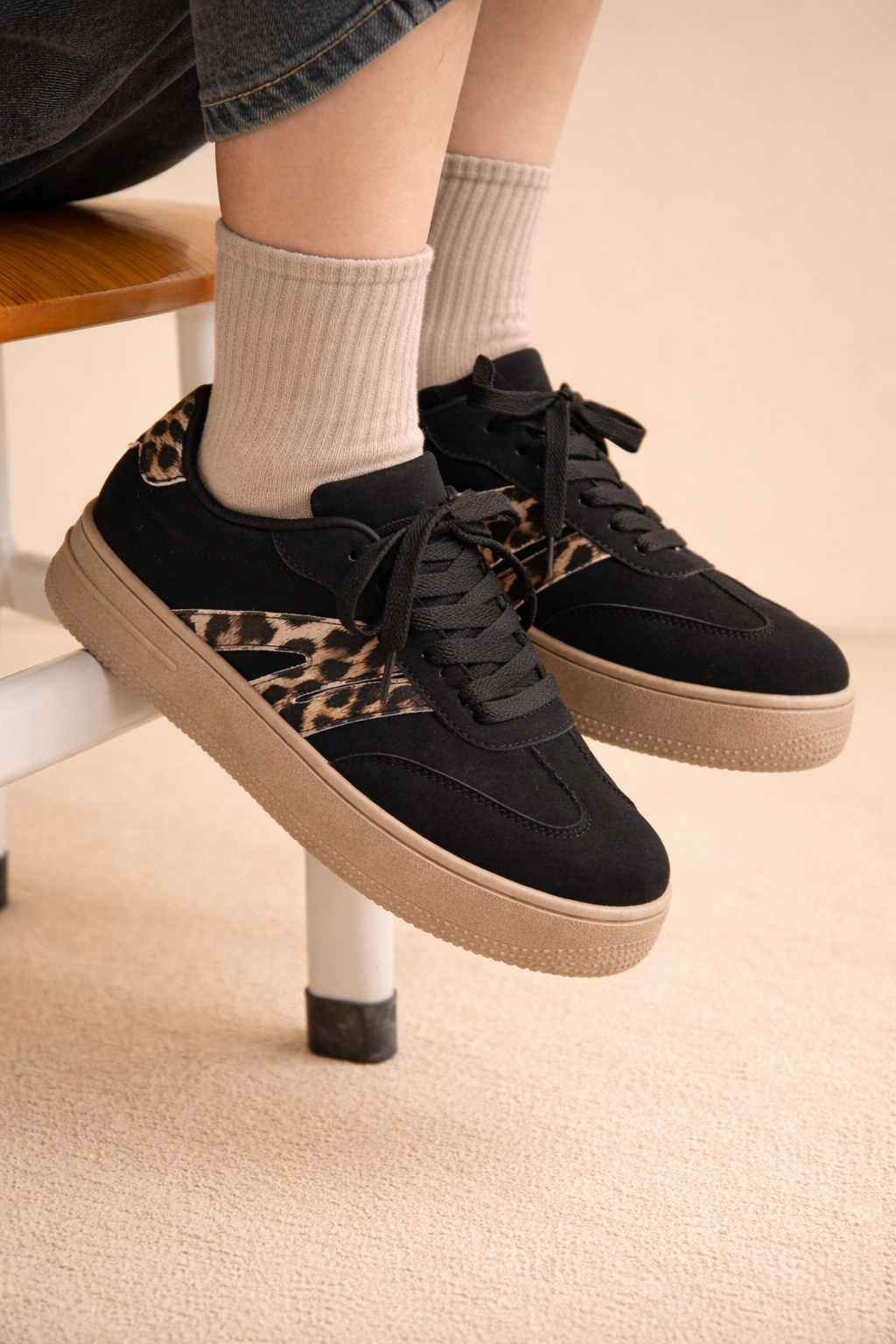 Women’s Leopard Print Chunky Sneakers – Bold Casual Spring Fashion Shoes