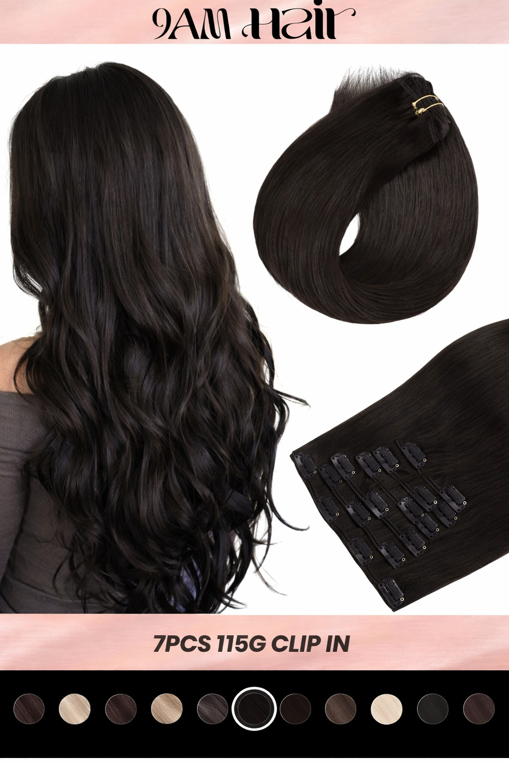 Clip In Human Hair Extensions 7PCS Remy – Double Weft Invisible Natural Hair Extensions for Women