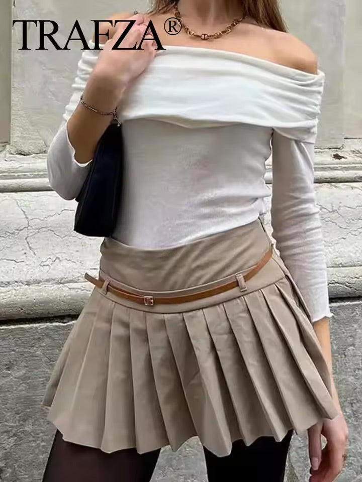 INDEFEIR Summer Pleated Mid-Length Skirt – Solid Color, Side Zipper Chic