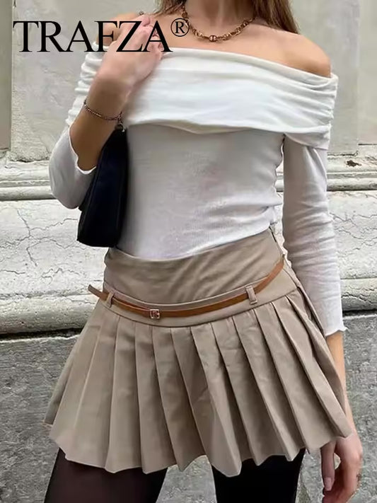 INDEFEIR Summer Pleated Mid-Length Skirt – Solid Color, Side Zipper Chic