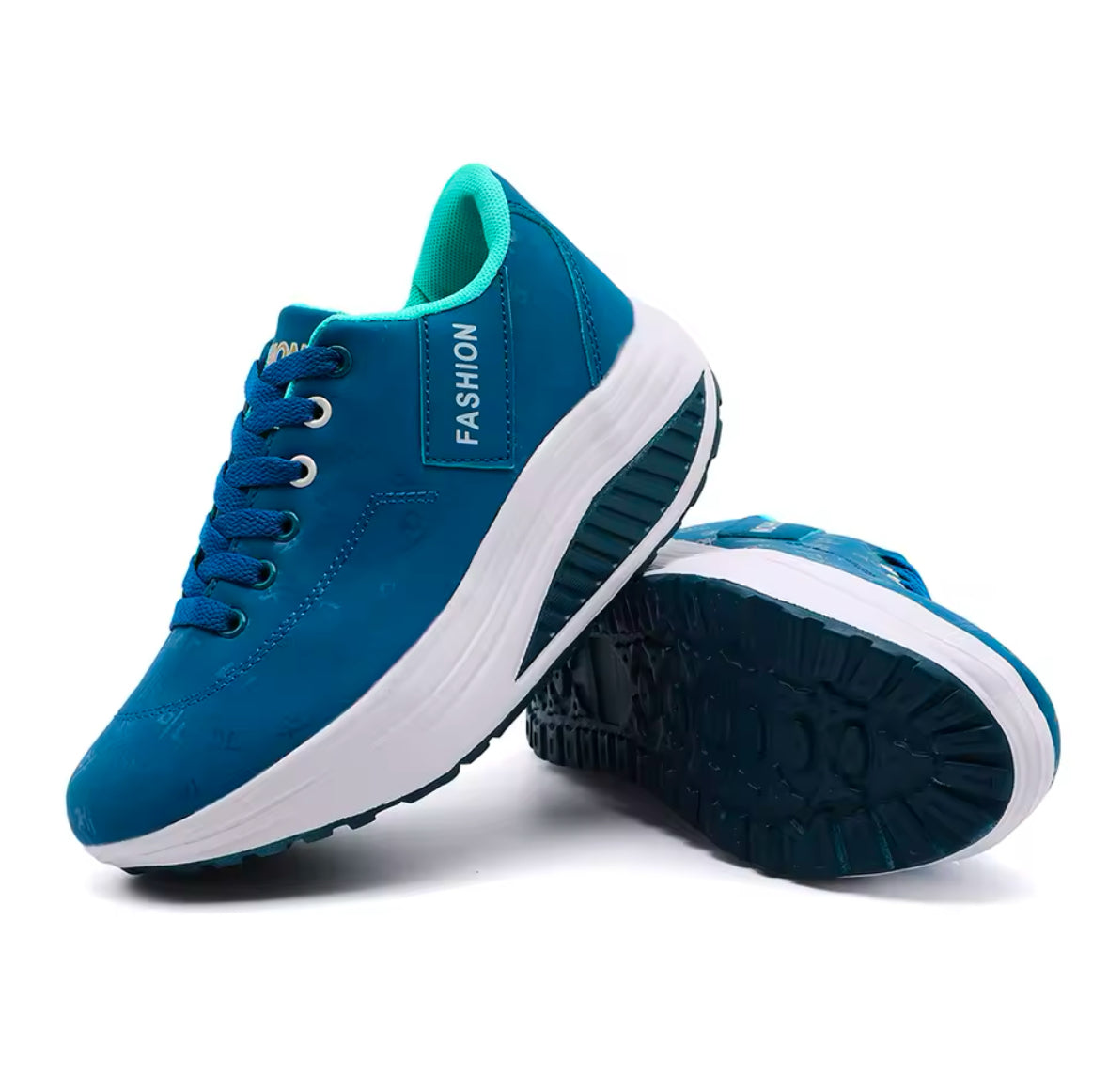 Ladies Casual Sports Shoes | Breathable Comfortable Lace-up Sneakers with Wedge Heel & Thick Sole