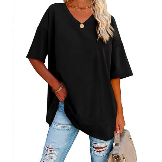 Elegant Cotton Short Sleeve T-Shirt for Women – Classic Colors and Soft Design for Office & Summer Style