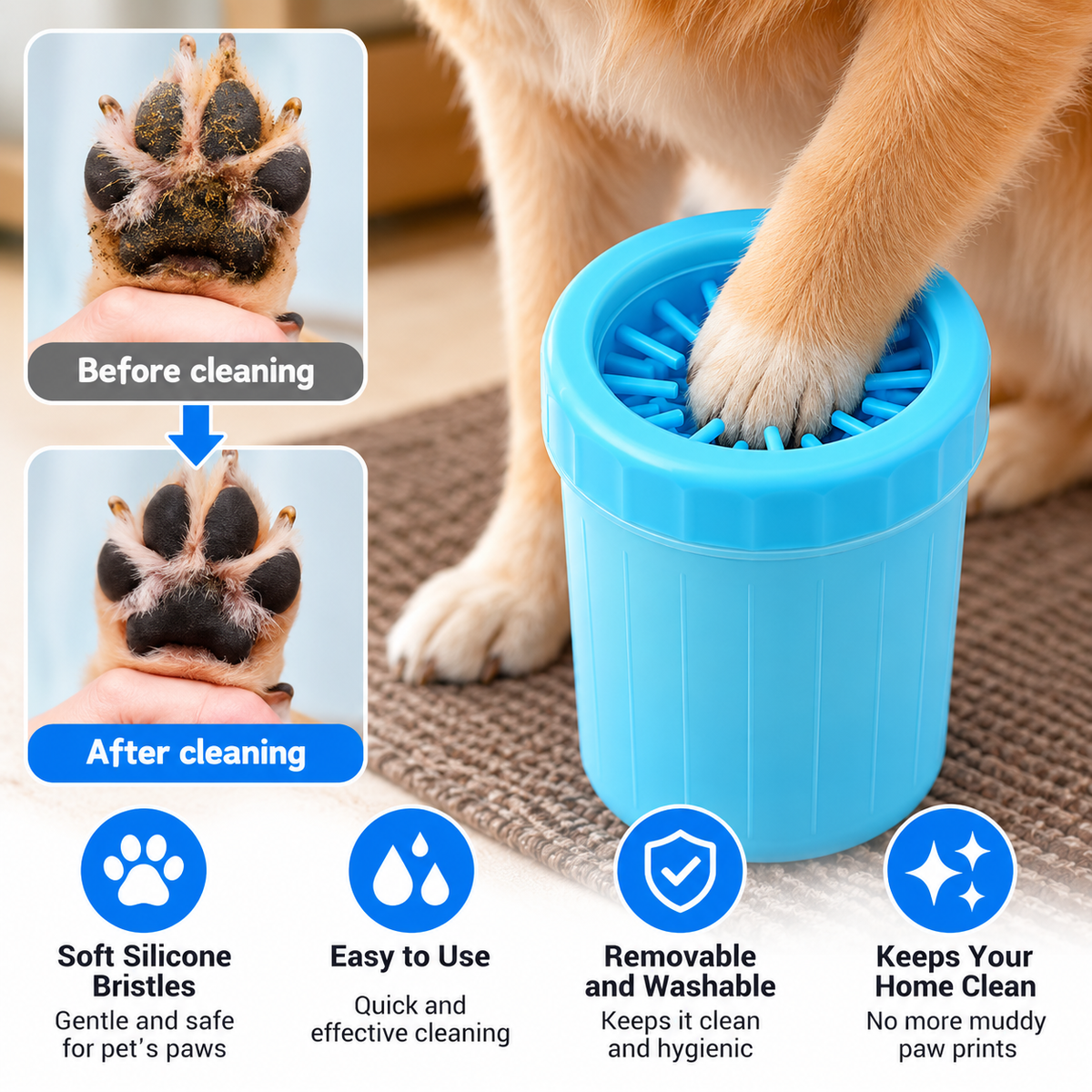 Dog Paw Cleaner Cup – Portable Silicone Paw Washer