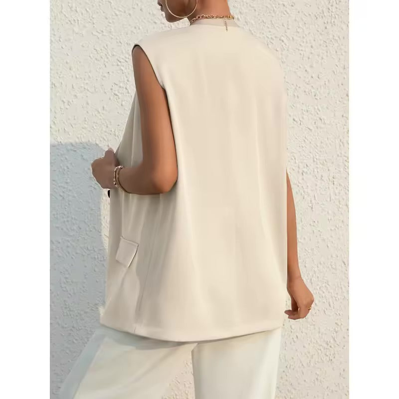 Essnce Solid Single Button Vest Blazer – The Power Piece Your Wardrobe Needs