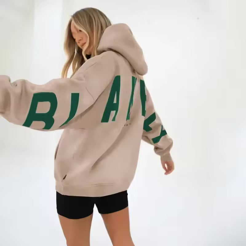 INAWLY Women’s Hooded Thermal Sweatshirt – Lined Oversized Zip-Up Hoodie with Pockets, 3/4 Sleeves, Drop Shoulder Casual Fall/Winter Jacket